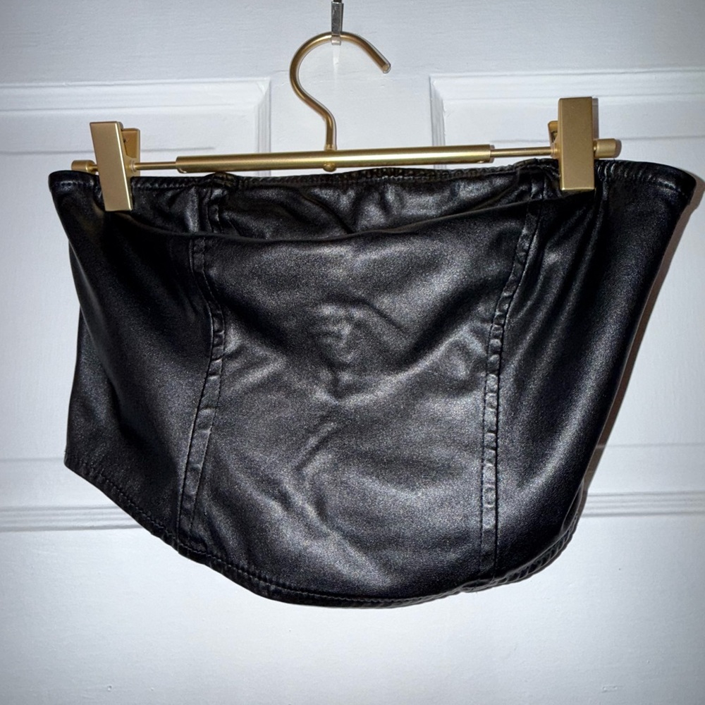 Black Faux Leather Bandeau